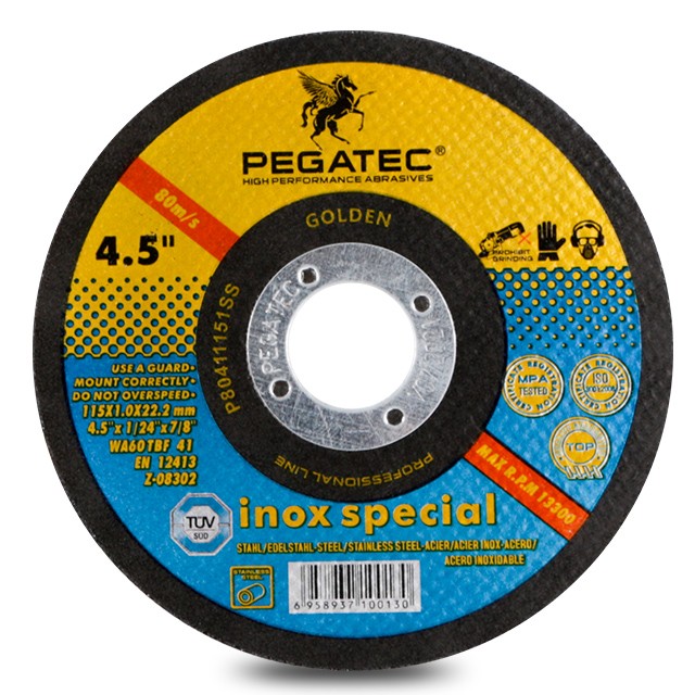 PEGATEC TOP SERIES Inox Special 4/4.5/5 Cutting Disc With 1.0mm Thickness  - CUTTING WHEELS, PEGATEC TOP SERIES, CUTTING & GRINDING WHEELS - Winking  Abrasives Co.,Ltd.